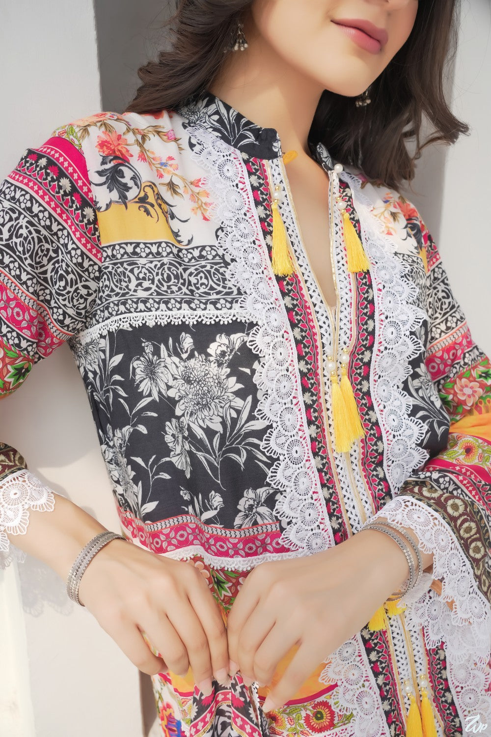 Gulmohar Tasseled Cotton Suit Set