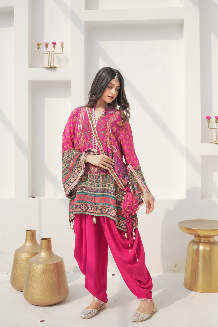 Dahlia Printed Crepe Dhoti Suit Set