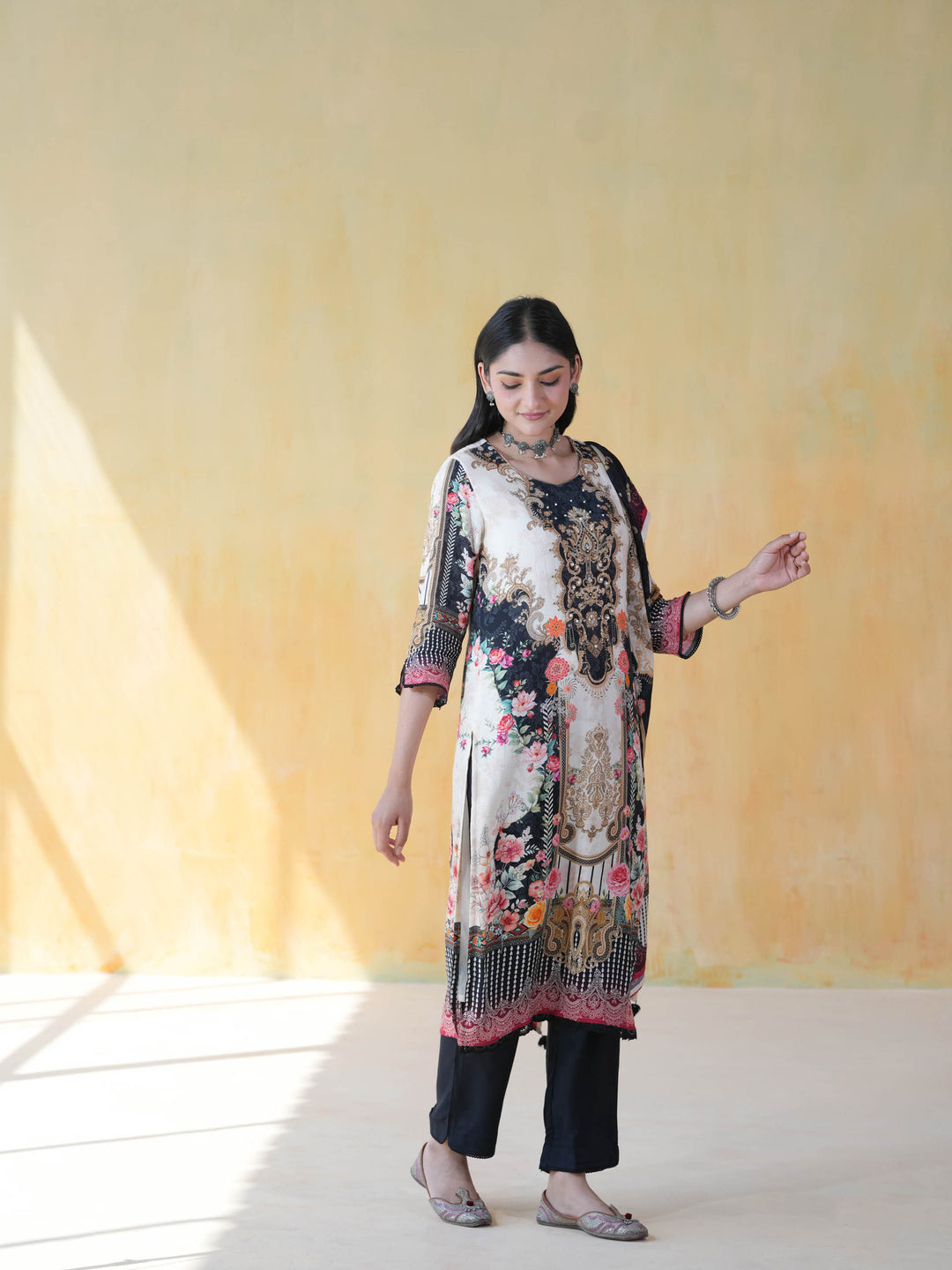 Regal Floral Print Muslin Cotton Suit Set