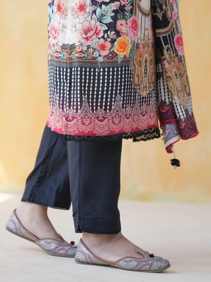 Regal Floral Print Muslin Cotton Suit Set