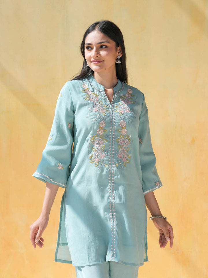 Sea Green Muslin Cotton Co-ord Set