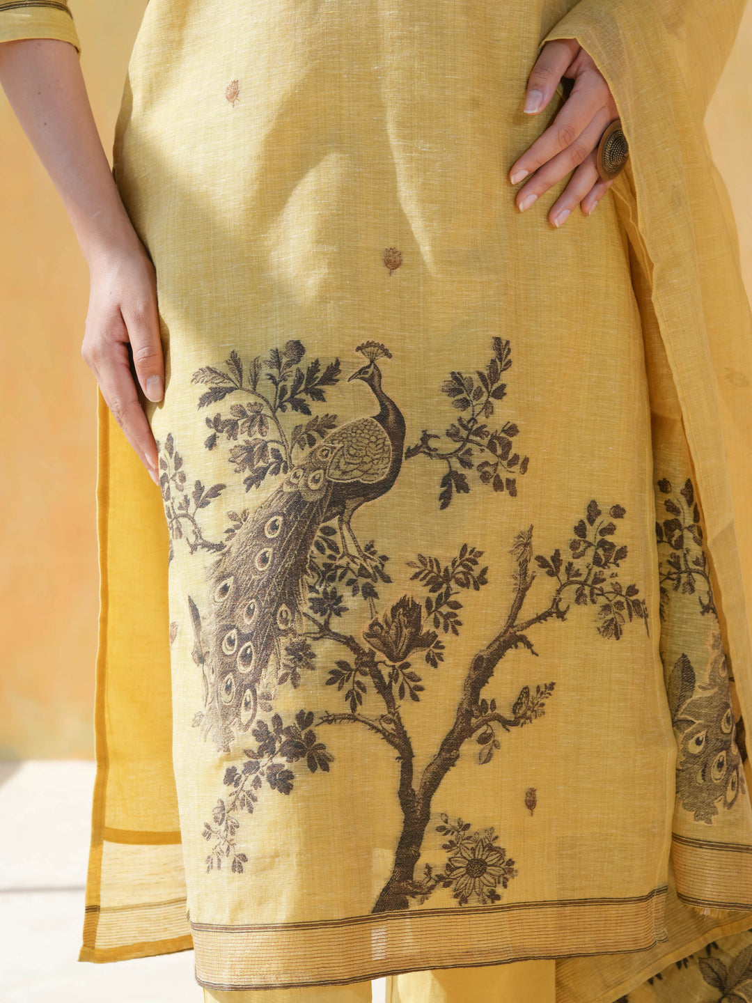 Mustard Yellow Linen Cotton Suit Set