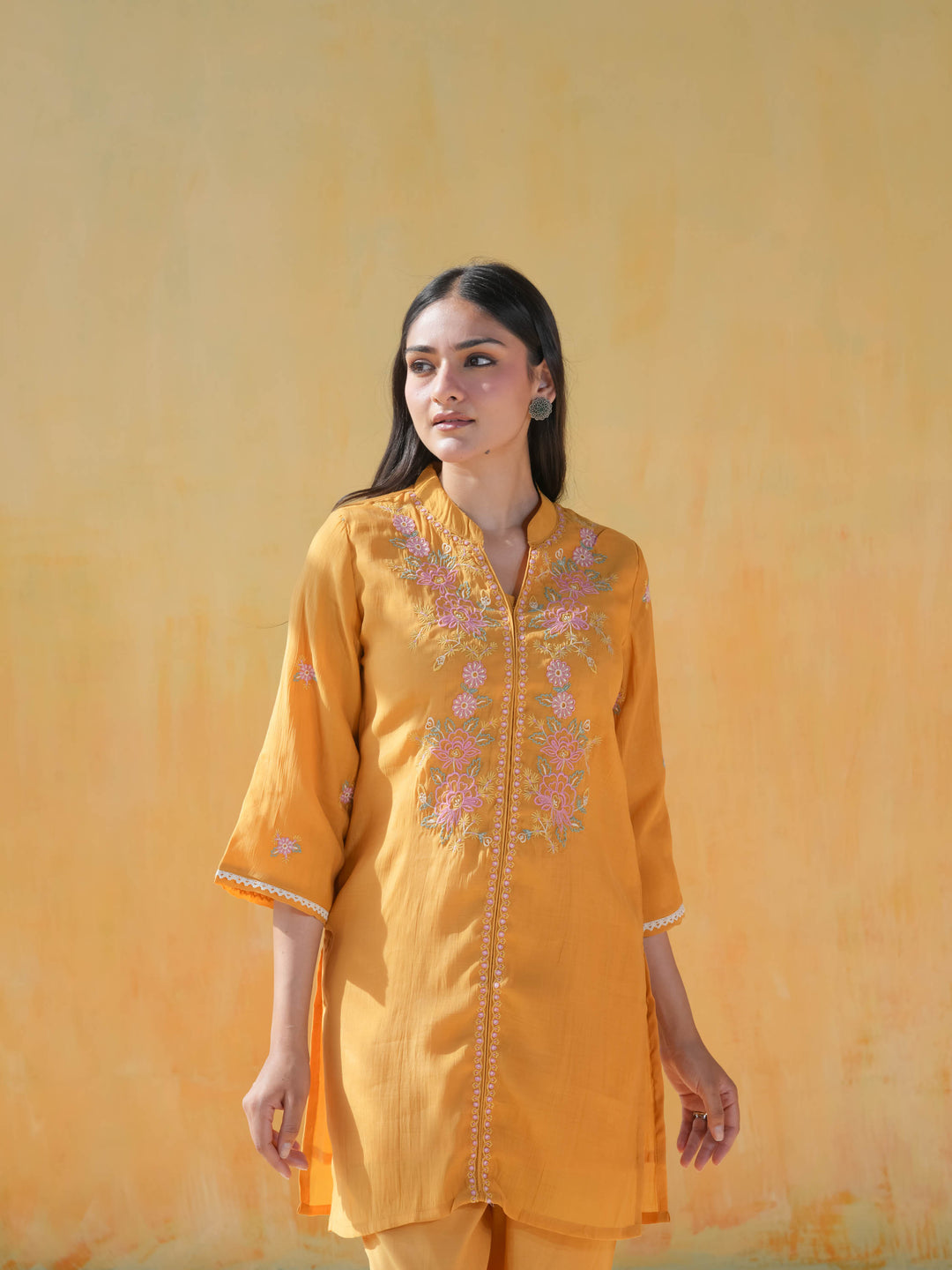 Yellow Floral  Muslin Cotton Co-ord Set