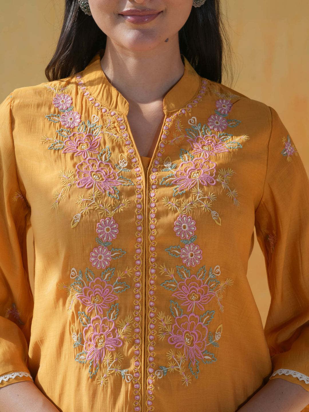 Yellow Floral  Muslin Cotton Co-ord Set