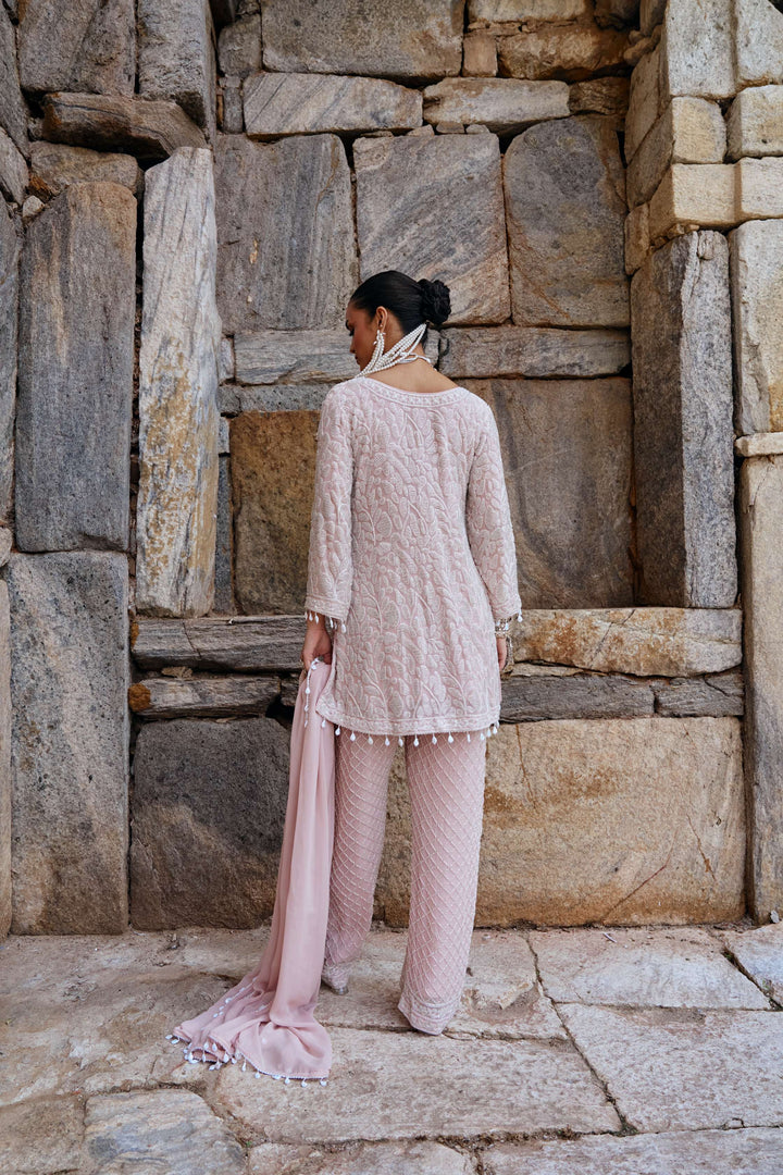 Blush Pink Embroidered Kurta and pant set