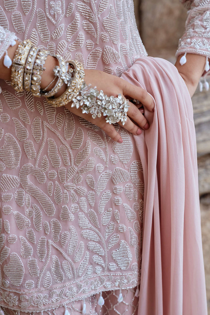 Blush Pink Embroidered Kurta and pant set