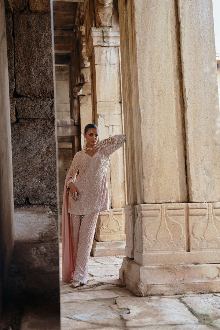 Blush Pink Embroidered Kurta and pant set