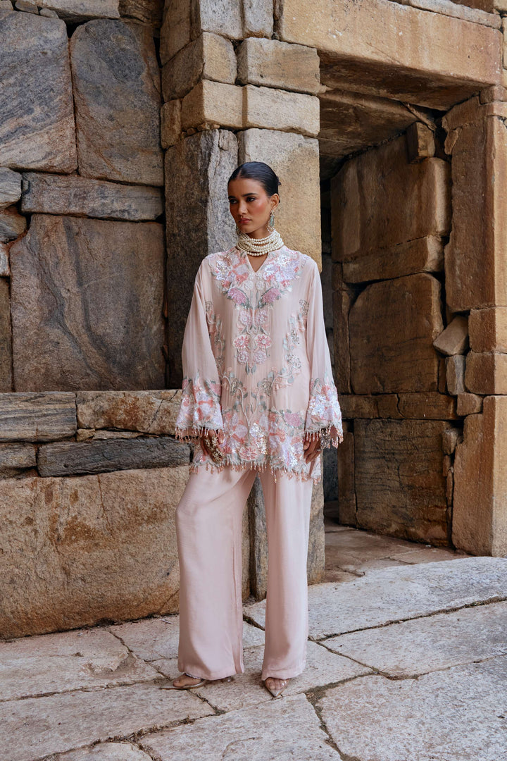 Blush Bloom Embroidered Organza Kurta Set