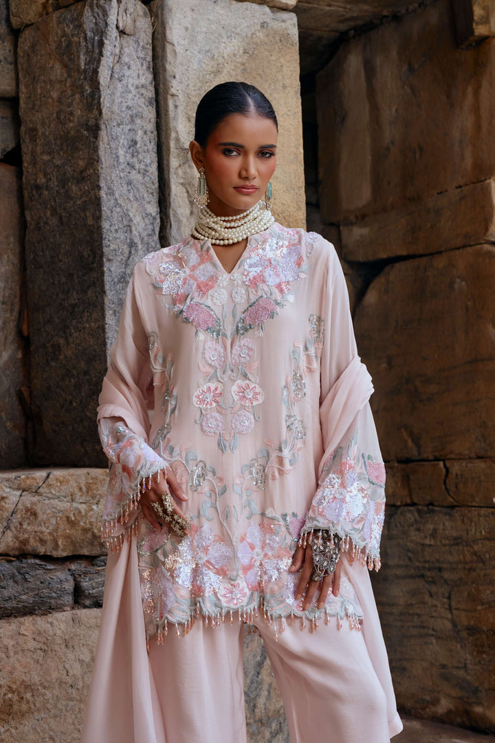 Blush Bloom Embroidered Organza Kurta Set