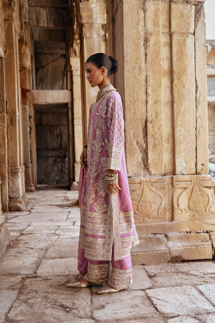 Baby Pink  Zari Embroidered Festive Suit Set