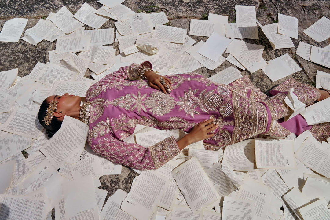 Baby Pink  Zari Embroidered Festive Suit Set