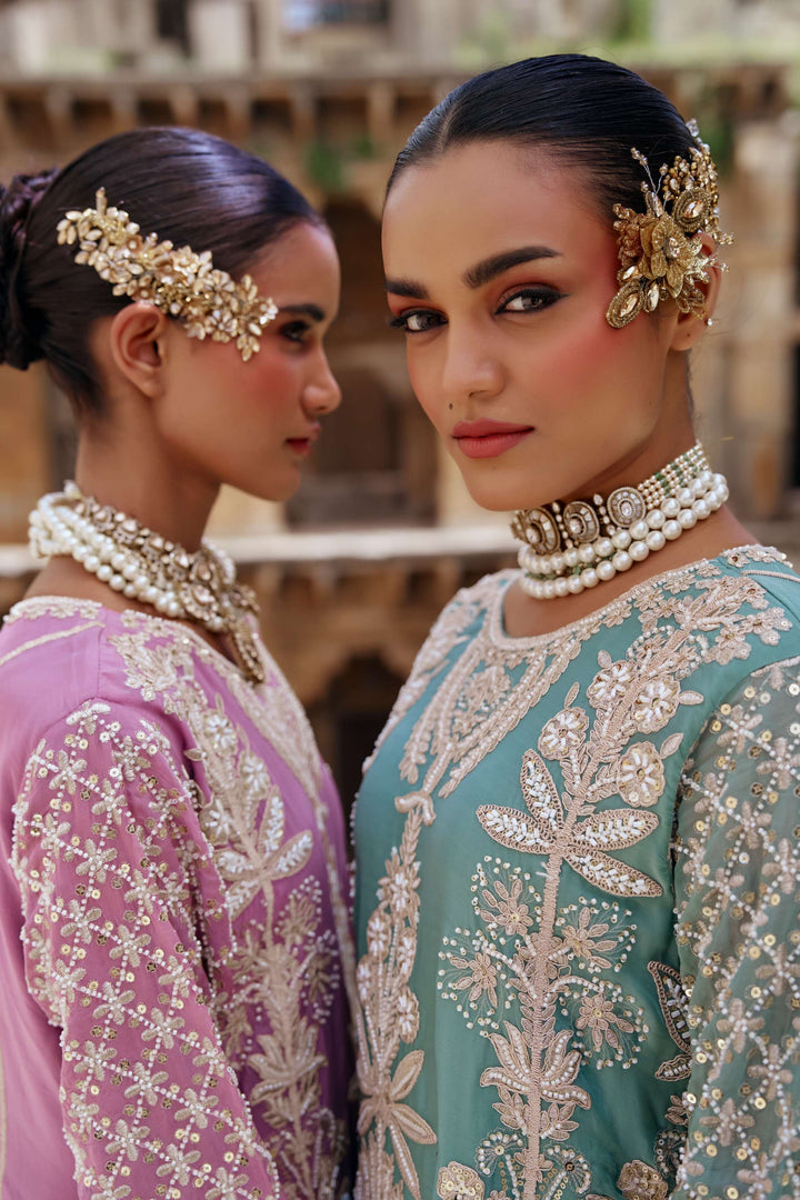 Baby Pink  Zari Embroidered Festive Suit Set