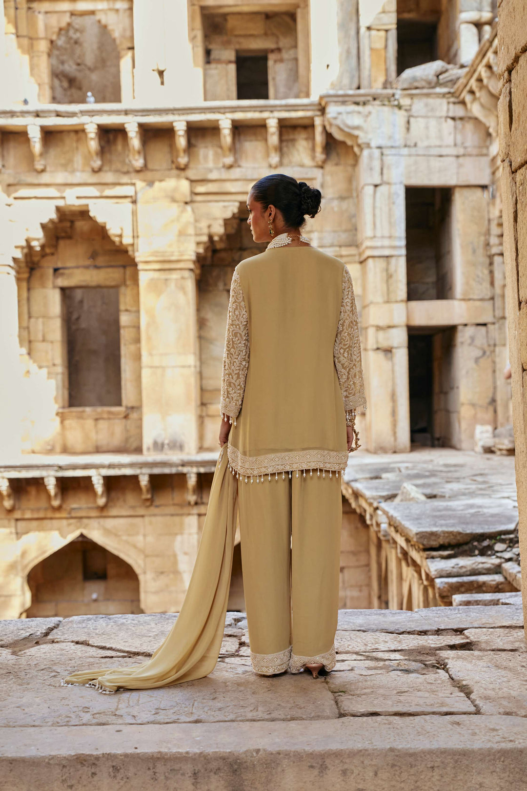 Golden Pistachio Intricate Embroidered Suit Set