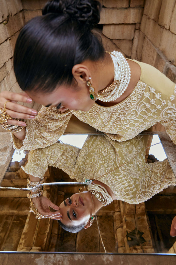 Golden Pistachio Intricate Embroidered Suit Set