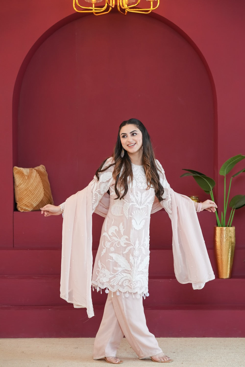 Gulrukh Nazakat Light Peach Dress – GKX Sitara