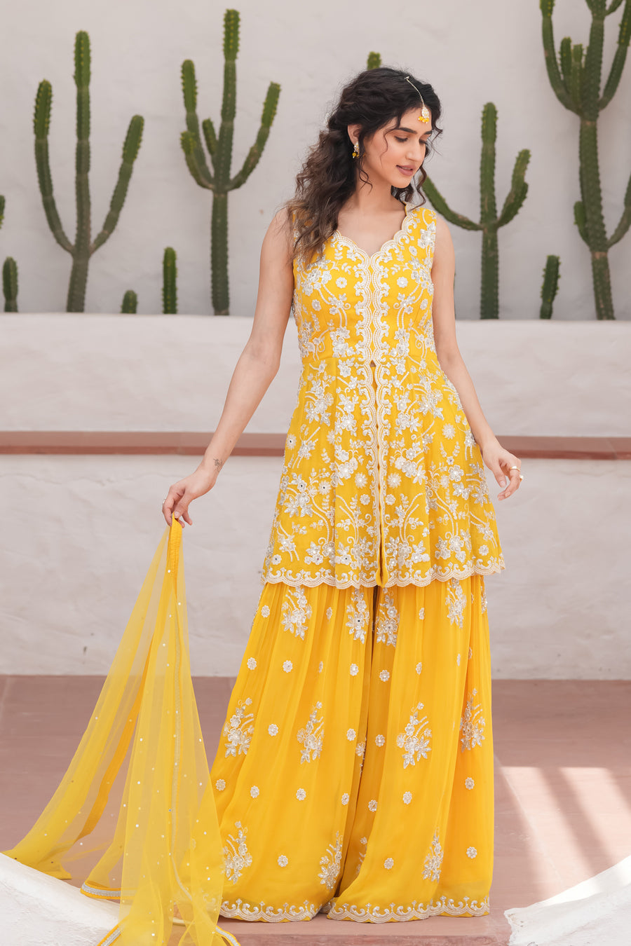 Dillagi Yellow Sharara set – GKX Sitara - Main Image