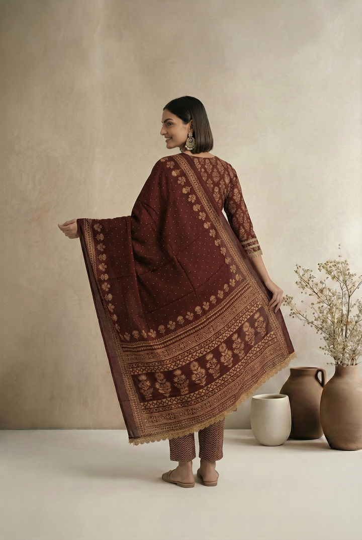 Maroon Modal Fabric Unstitched Suit