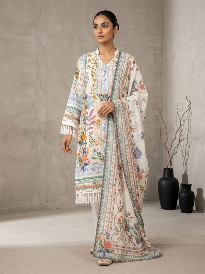 Drop 24 - Off-White Multicolor Floral Print Kurta Set with Dupatta