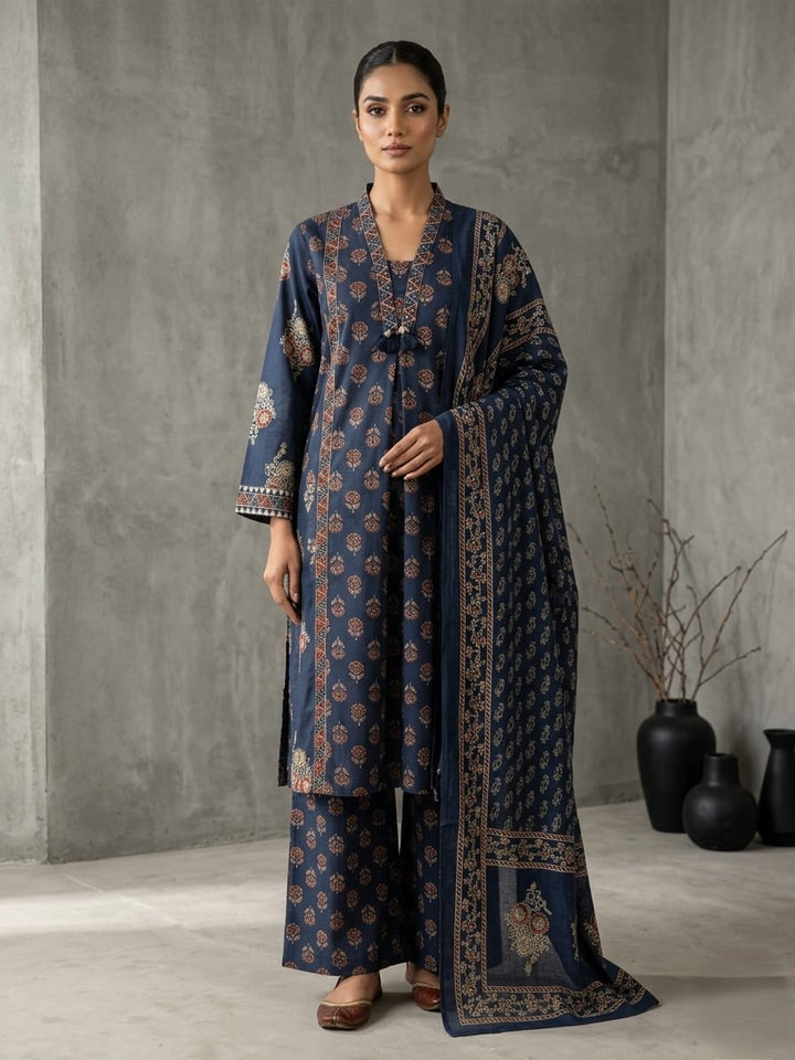 Drop 27 - Midnight Blue Ethnic Printed Kurta Set with Dupatta
