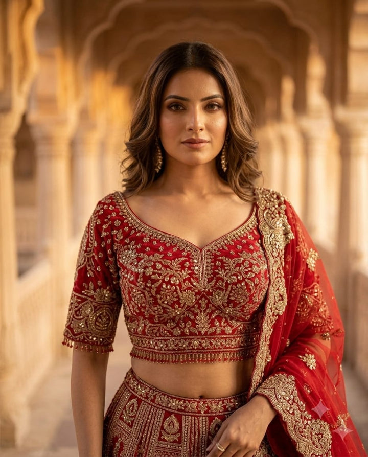 Royal Cherry Mehroon bridal lehenga