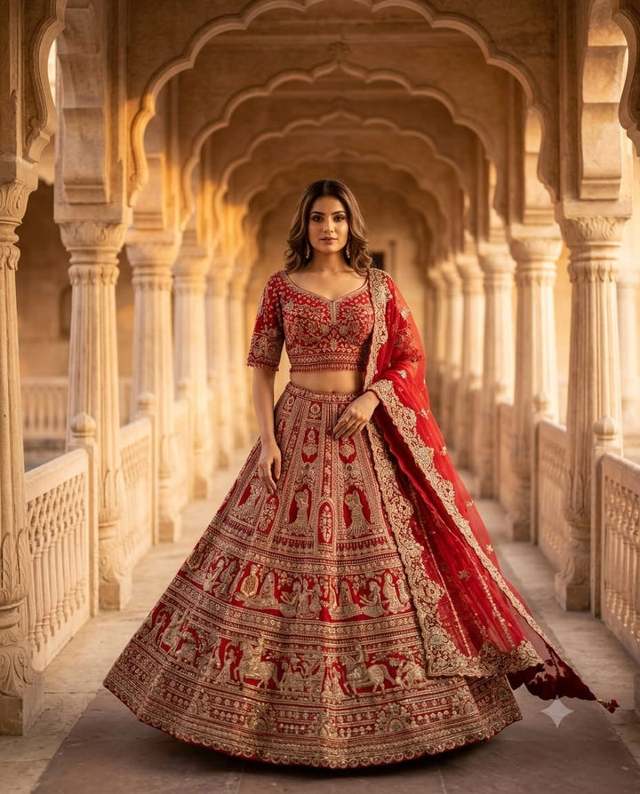 Royal Cherry Mehroon bridal lehenga