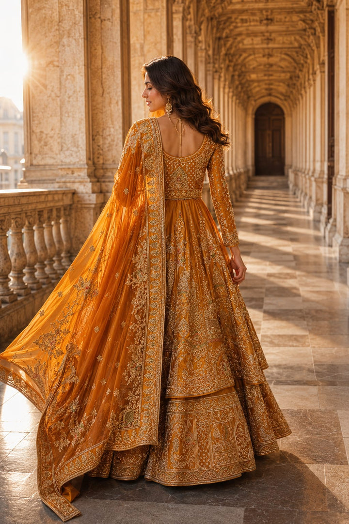 Rust Elegance Peplum with Flared Skirt