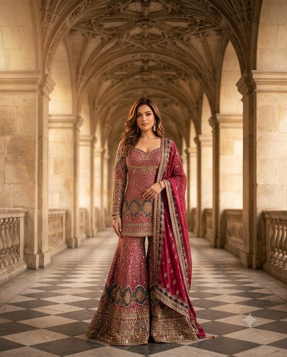 Royal Sharara Set Crafted With Luxurious Embroidery And Timeless Elegance