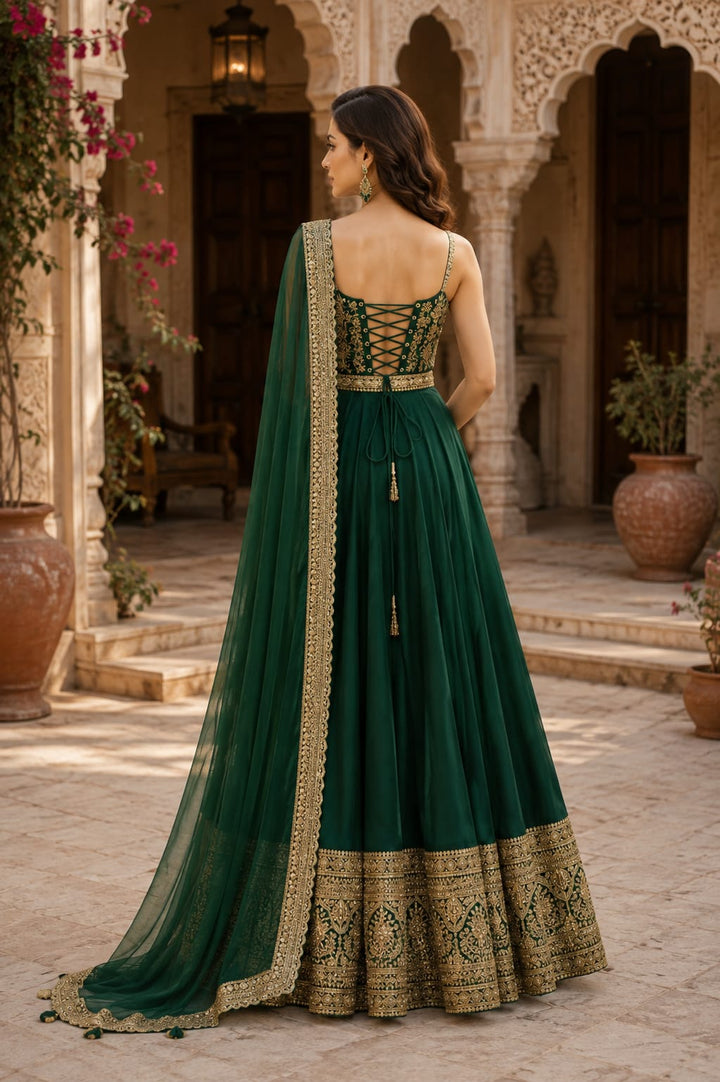 Bottle Green Co-ord Set with lehenga