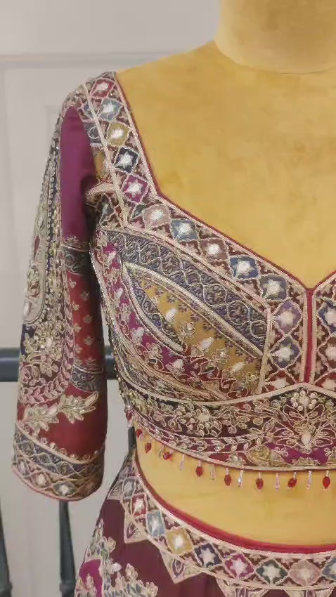 Drop 39 - Multicolor Chevron Bridal Lehenga Set with Heavy Zari Embroidery
