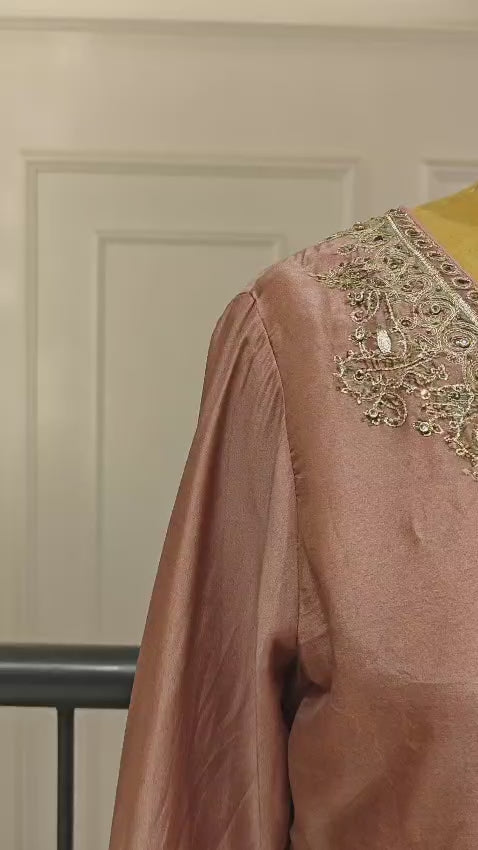 Royal Onion Pink Short Kurti With Lehenga With Kundan Zari Work