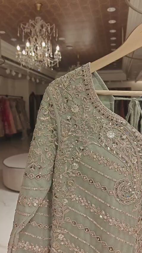 Royal Soft Pista Green Ghararas And Matching Dupatta For A Festive Look