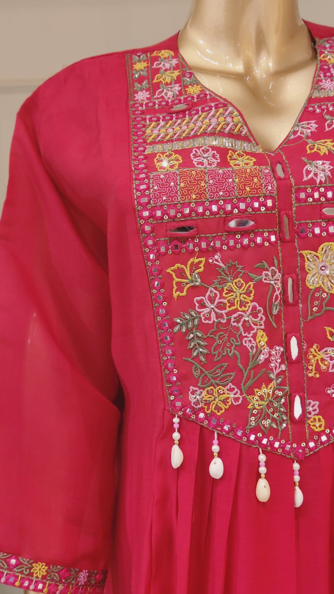 Drop 15 - Rani Pink Embroidered Kurta Set with Dupatta