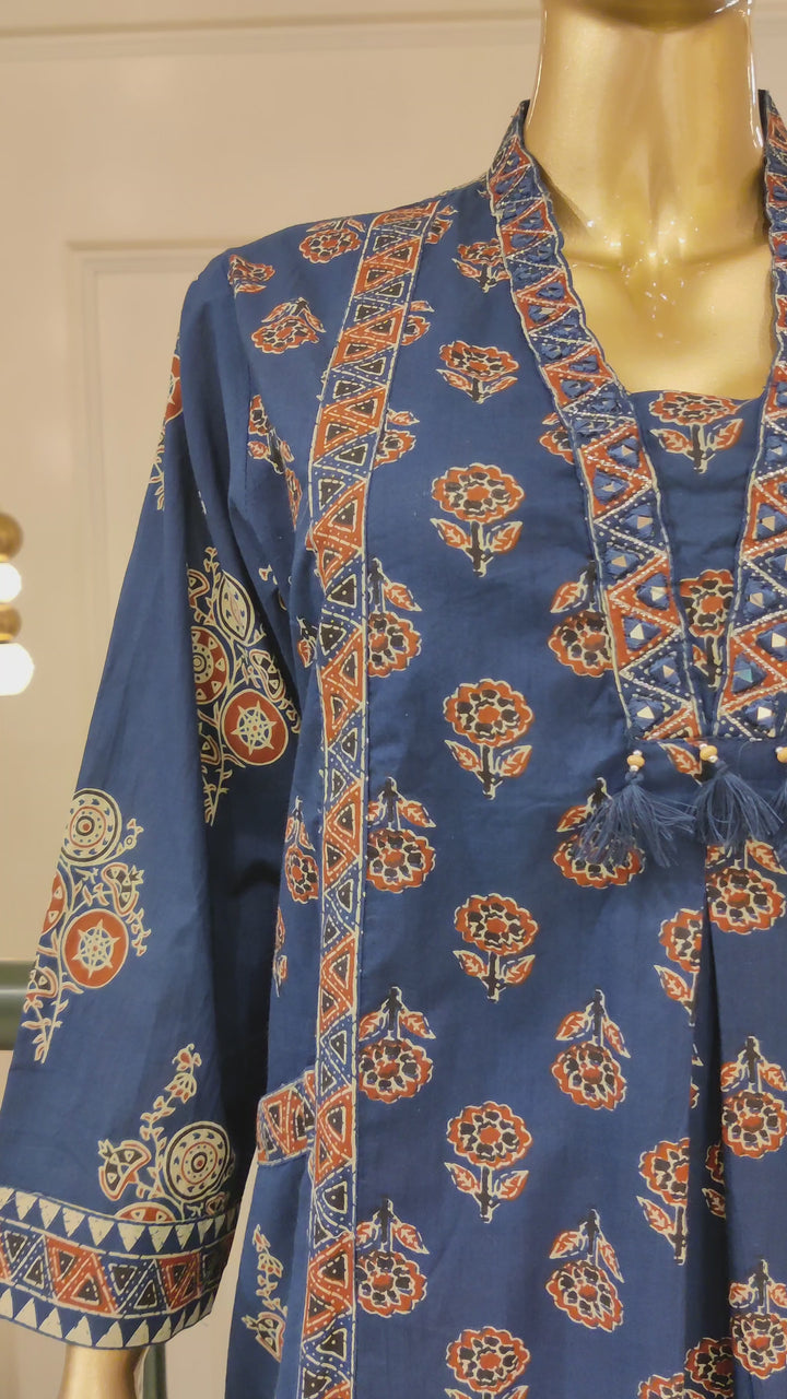 Drop 27 - Midnight Blue Ethnic Printed Kurta Set with Dupatta