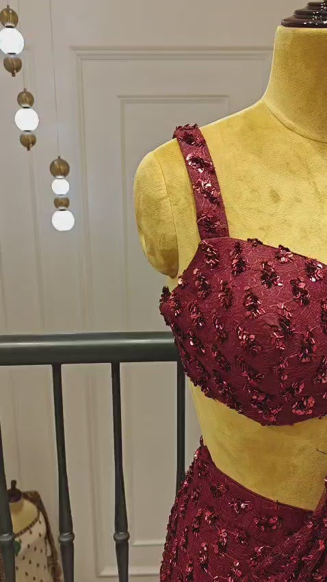 Mehroon Soft Net Saree With Intricate Seepi Handwork