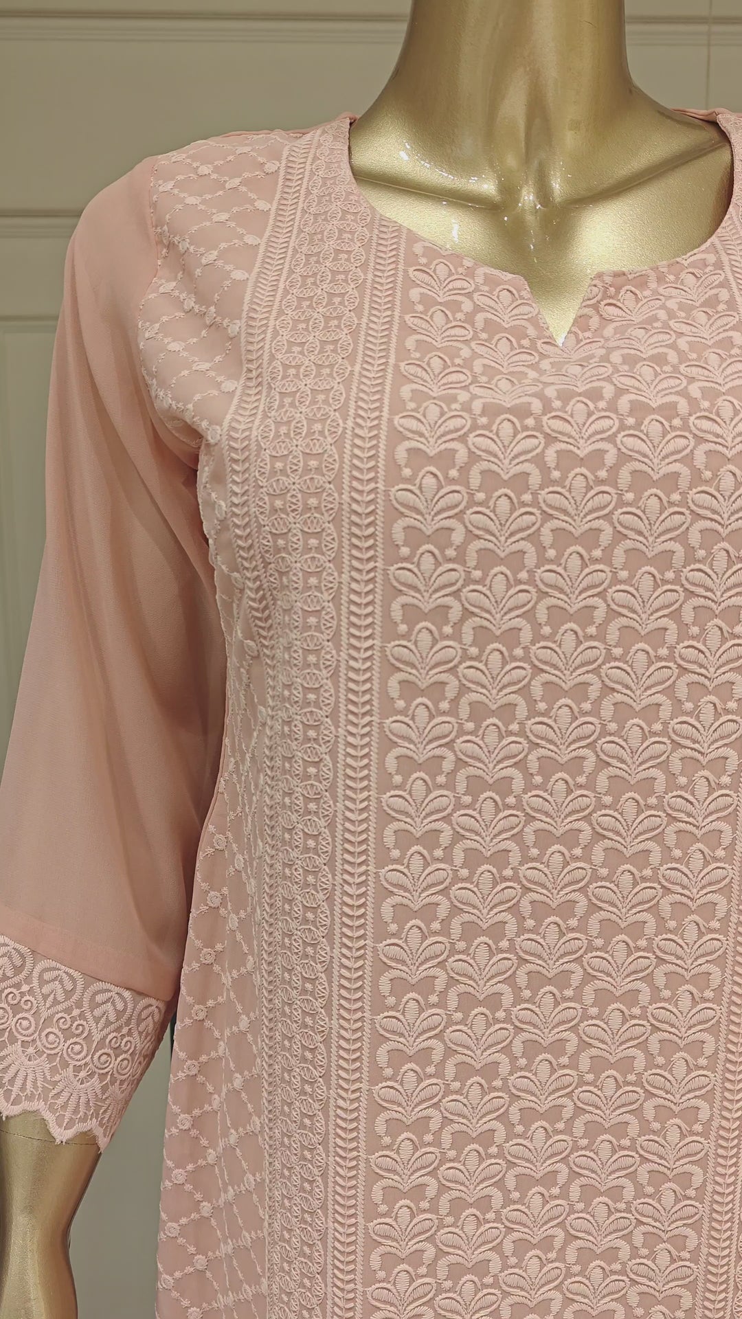 Drop 04 - The Peach Chikankari Long Kurti Set
