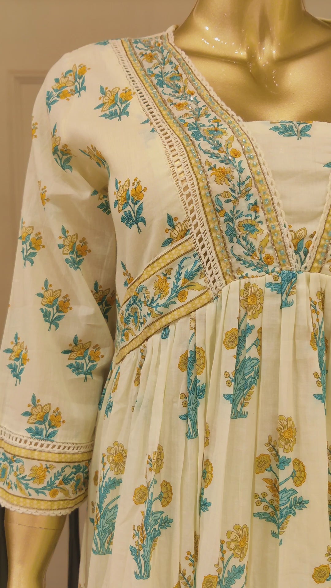 Drop 14 - Ivory Floral Embroidered Anarkali Kurta Set with Dupatta