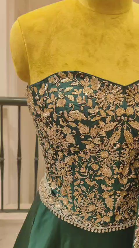 Bottle Green Co-ord Set with lehenga
